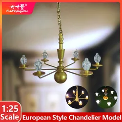 1/25 Scale Model Led Ceiling Lamp Dollhouse Furniture Chandelier 3V Light Sand Table Diy Material Miniature Accessories Kid Toy