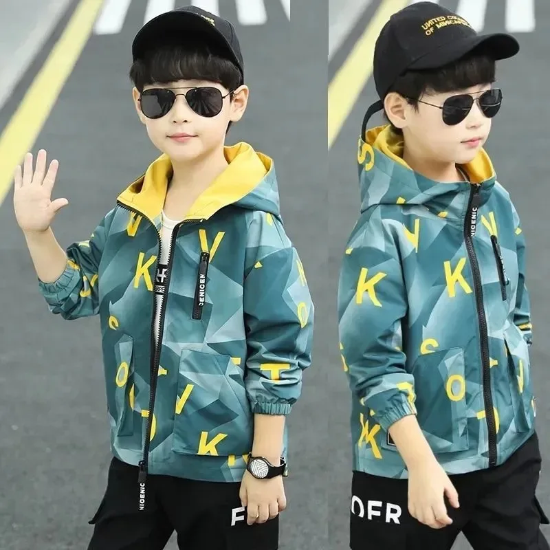 

Boy Jackets Spring Autumn Coat 2021 Children's Windbreaker Casual Clothing Long Sleeve Hooded Jacket for 4 5 6 7 8 9 10 11 12 Y