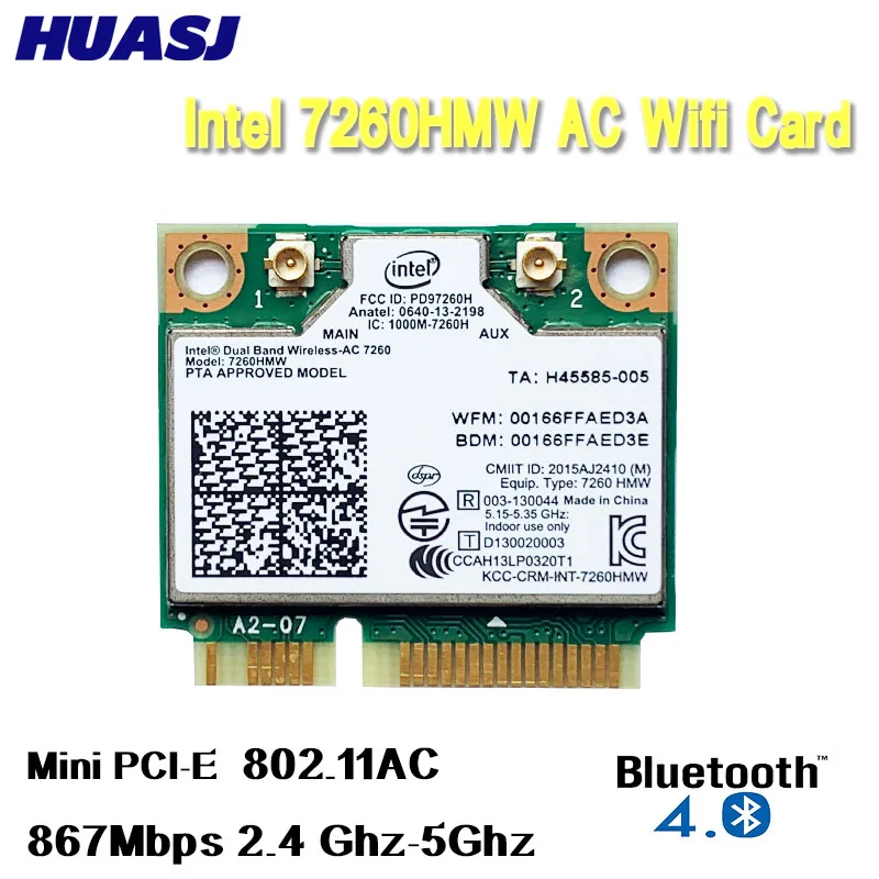 Tarjeta WiFi Intel Dual Band 7260 AC Mini PCIe