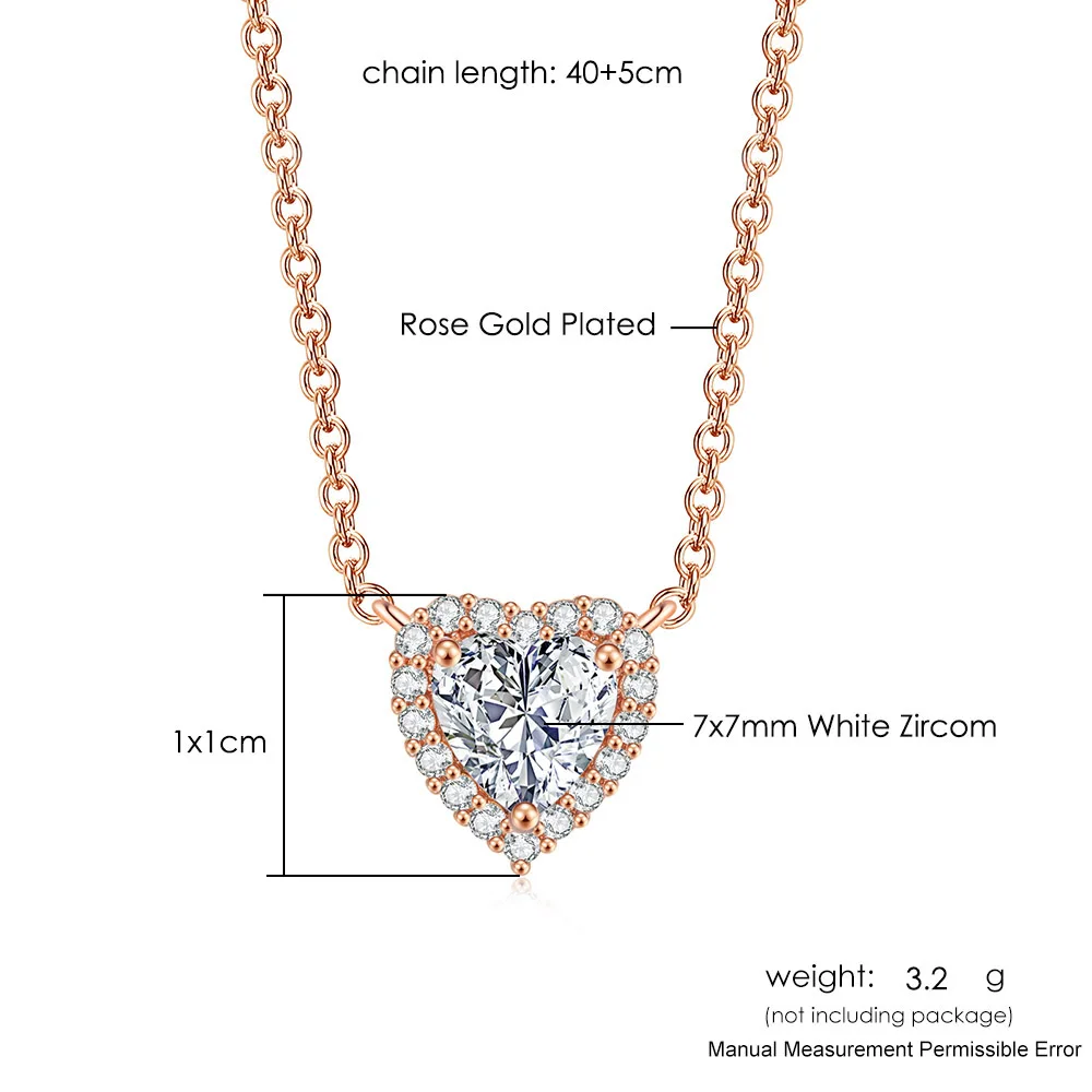 ZHOUYANG Heart Necklace For Women Cubic Zirconia Rose Gold Color Neck Pendants Choker Chains Jewelry Female Wholesale N317