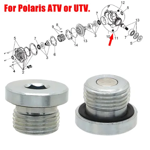 강력한 마그네틱 프론트 기어 케이스 오일 드레인 플러그, 폴라리스 스포츠맨 2009 – 2017 RZR 레인저용, 프론트 디프 드레인 플러그 3234755 3234756