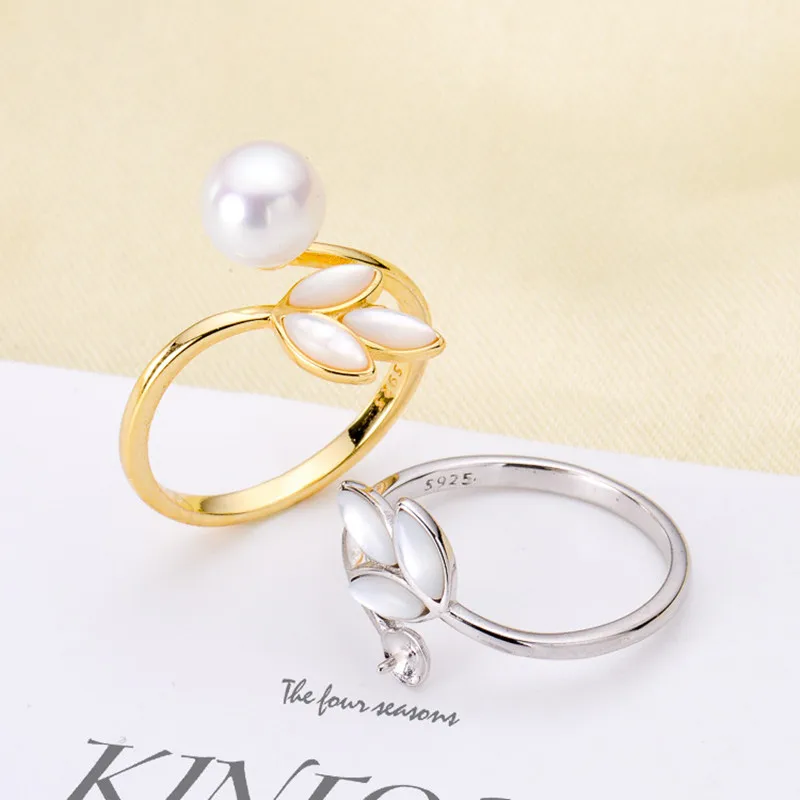 2021 Classic Rings Resizable Design Rings Base 925 Silver Pearl Rings Settings Women DIY Pearl Rings Accessory No Pearl