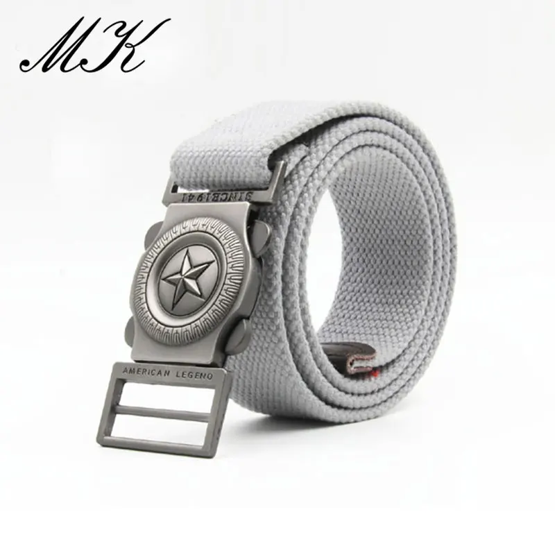 Maikun Men‘s Star Alloy Buckle Canvas Tactical Belt For Women Student Trousers Suitable Outdoor Rock Climbing Cycling