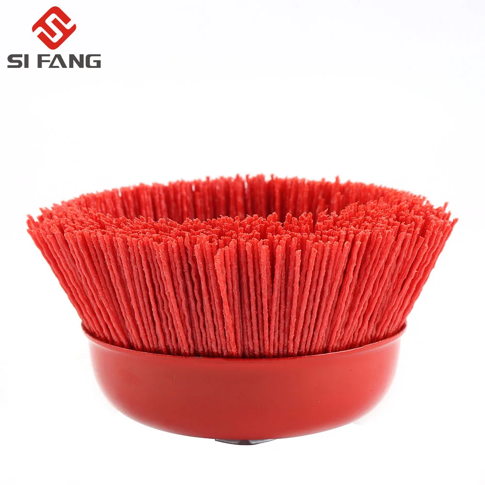 1 piece 125* M14/M16 Cup Nylon Abrasive Brush Wheel P80 Pile Polymer-abrasive Fit for 5