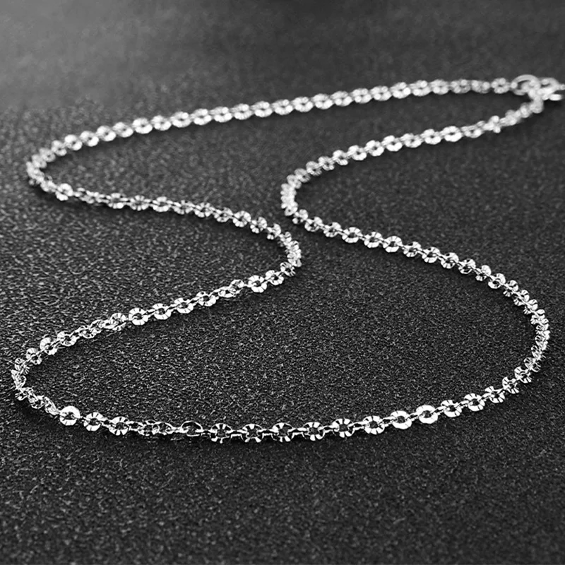 MIQIAO 925 Sterling Silver Rose Gold Platinum Color O-chain Long 40 45 50 60 70 80 CM Wide 2.5 3 MM Shine Necklace Fashion Gift
