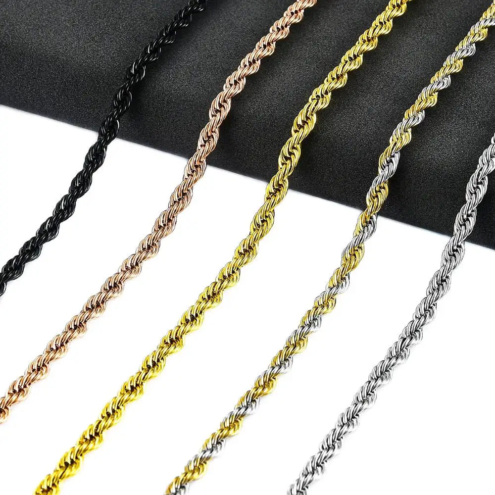 Unisex Stainless Steel Twist Rope Chain Choker 2-6mm 16-30in - Image 4