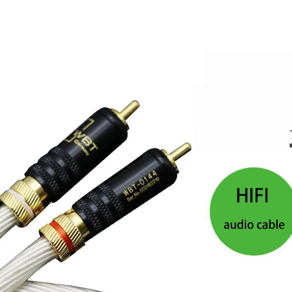 Colleimage Hifi WBT-0144 Gold Plating Plug RCA Audio Cable Dual  2RCA to 2RCA Male CD DVD Amplifier Interconnect RCA Cable