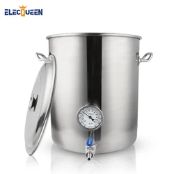 40L Brew Kettle, Stainless Steel Brewing Pot with Build-in Thermometer Weldless Ball Valve Kit,Perfect For Bag Brewing Boil Wort