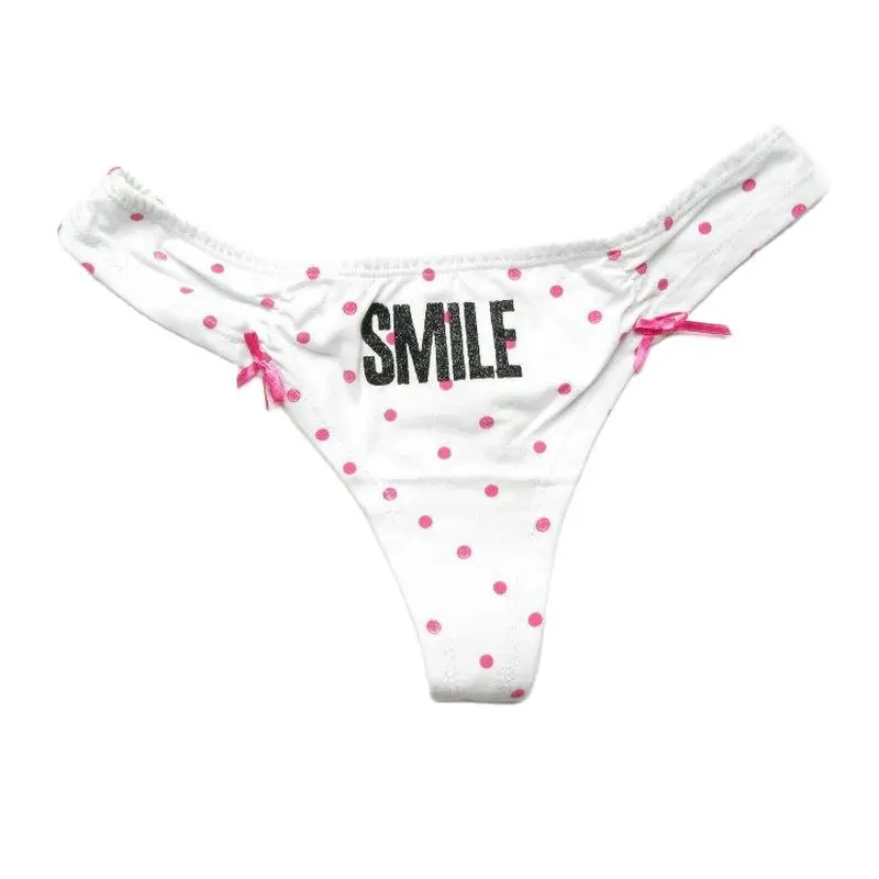 Candywiśnie Smile Dots Sexy stringi 3 kolory Mini wstążka Rose Pink Tback kobiety stringi Victoria figi kobiece bezszwowa bielizna