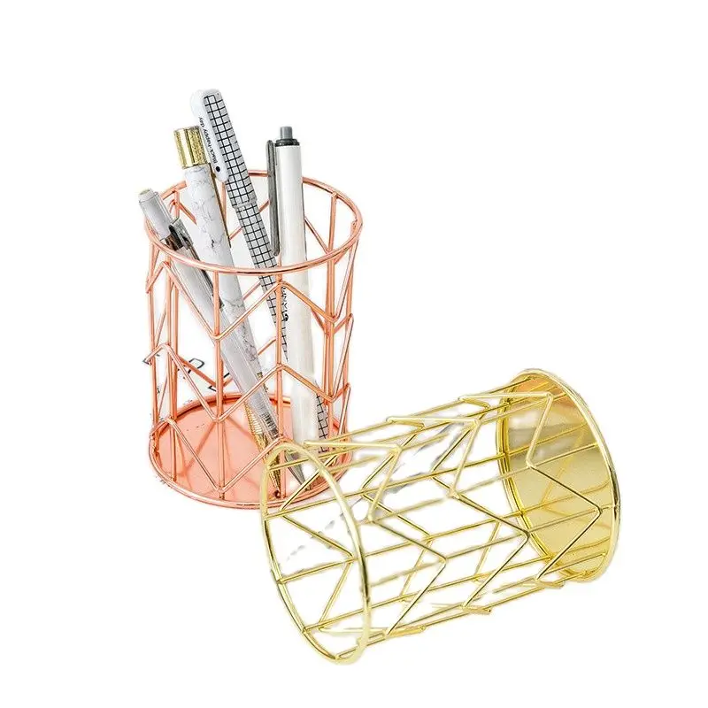 1 pc Metal pen holder Pen Pencil Holder Cosmetic Storage Box Mesh Basket desk storage shelf office organizer Stationery supplies