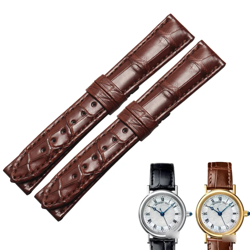 WENTULA Watchband for CLASSIQUE 8067BA Alligator Skin /Crocodile Grain Leather Strap Watch Band