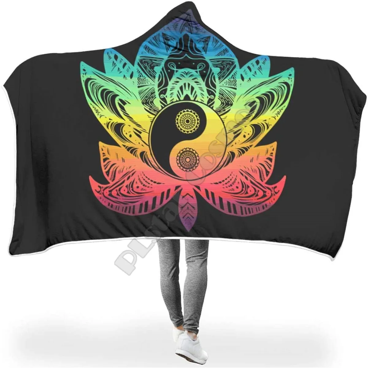 

Yoga Lotus Hooded Blanket 3D Printed Wearable Blanket Adults men women kids Boy Girl Blanket style-4