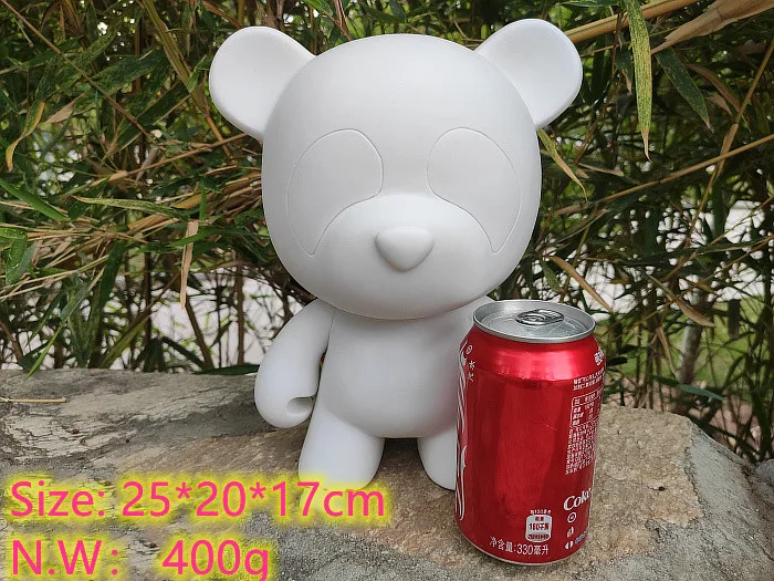 Figura de vinilo blanco de 10 pulgadas, oso Dunny DIY, juguetes de dibujo, muñecas blancas grandes, boceto de personajes