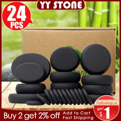 Tontin 24pcs/set Hot Stone Massage Set spa massaging stones massager care jade basalt stone beauty salon health care lava rosh