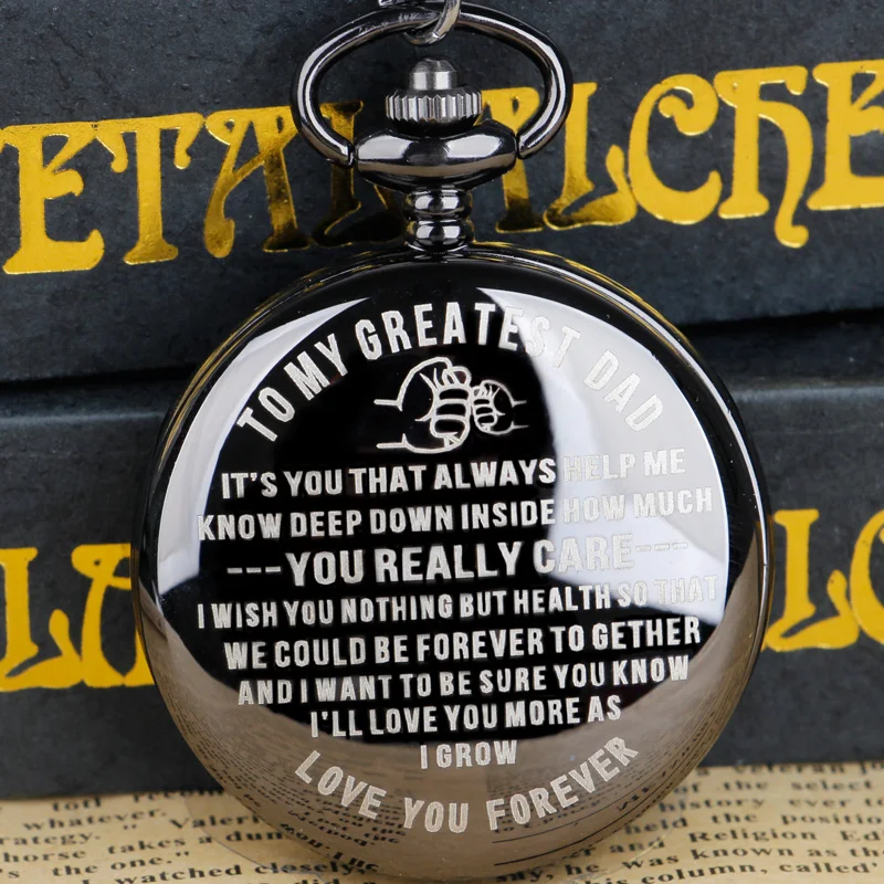 Klassische Quarz Taschenuhr Fob Uhren Männlichen Text Zu Meinem Größten Dad Weihnachten Beste Geschenk Für Größte Dad reloj hombre
