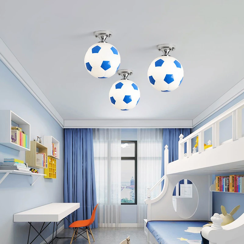 Soccer Ball Ceiling Light Football Basketball LED Lights Ceiling Lamp Indoor Lighting Boys Room Bedroom Home Decor Light Fixture