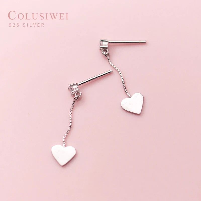 

Colusiwei Classic Genuine 925 Sterling Silver Romantic Heart Love Shape Dangle Earrings for Women Fashion Earrings Jewelry