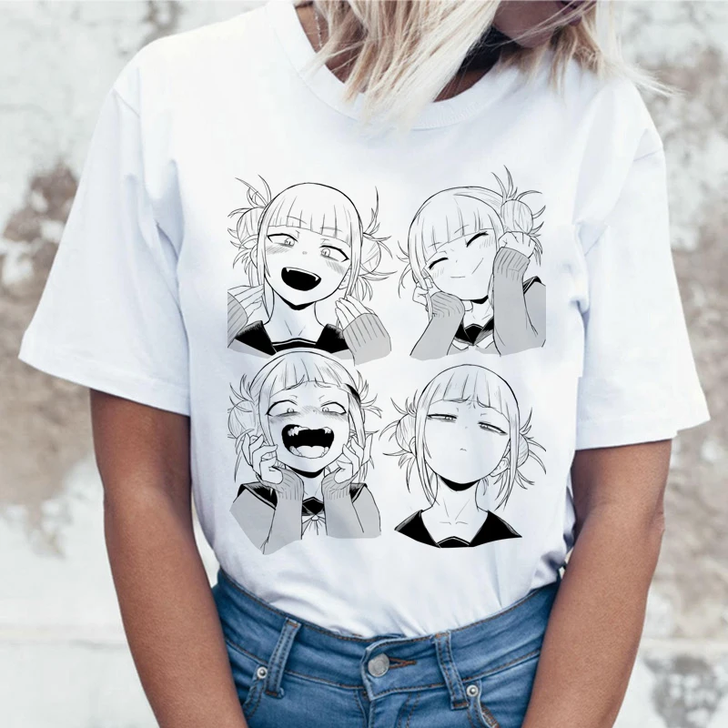 Ahegao Cartoon T Shirt Women Harajuku Boku No Hero Academia Anime T-shirt Senpai Funny Tshirt Hentai Himiko Toga Top Tees Female