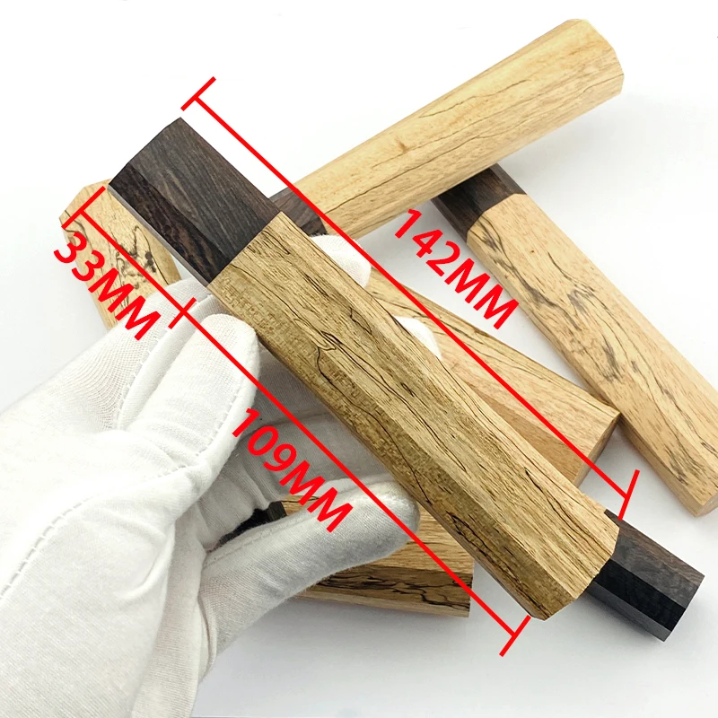 1piece Jiwen Wood + Ebony Octagonal Knife Handle for DIY Japanese Style Kitchen Knife Handle Fish Raw Knife Handle