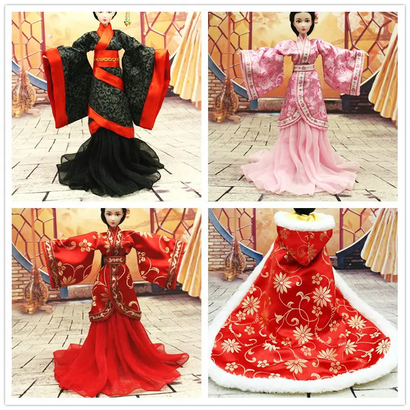 

Handmade Doll Clothes Chinese HanFu Girl Dresses for Barbie Kurhn 30cm Bjd 1/6 Doll Accessories Toys For Kids