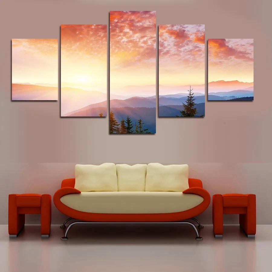 

5 Piece Home Decoration Wall For Living Room Art Canvas Print Modern Abstract Wall Art Canvas Painting Sticker Decoration