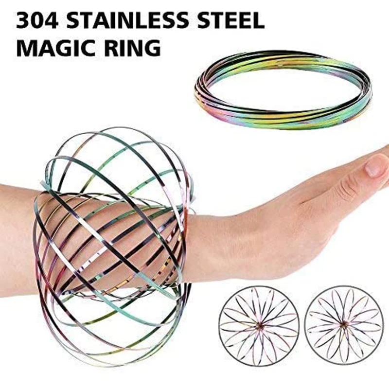 Magic Flow Ring Stainless Kinetic Spiral Spring 3D Bracelet Toys Children Kids Adult Novelty Stress Relief Sensory Education Toy