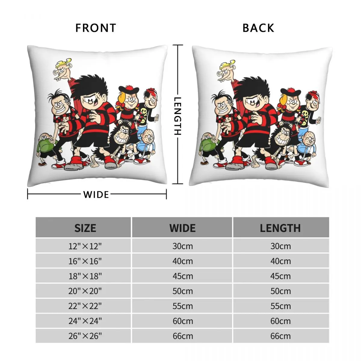 Dennis The Menace And Gang Square Pillowcase Polyester Linen Velvet Pattern Zip Decor Throw Pillow Case Room Cushion Cover 45x45