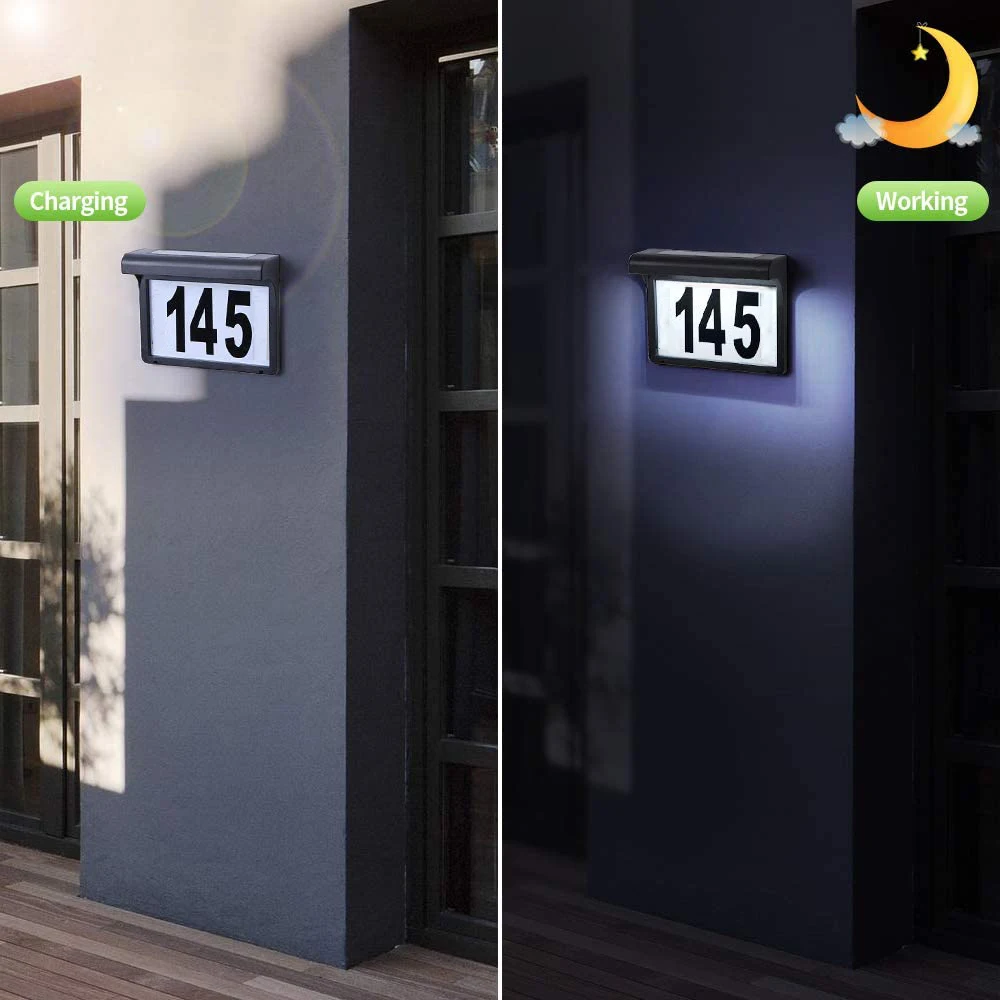 Solar Light LED House Number Light Home Door Number Address Plaque Lamp Waterproof Wireless Sunpower Garden Door Decorative Lamp