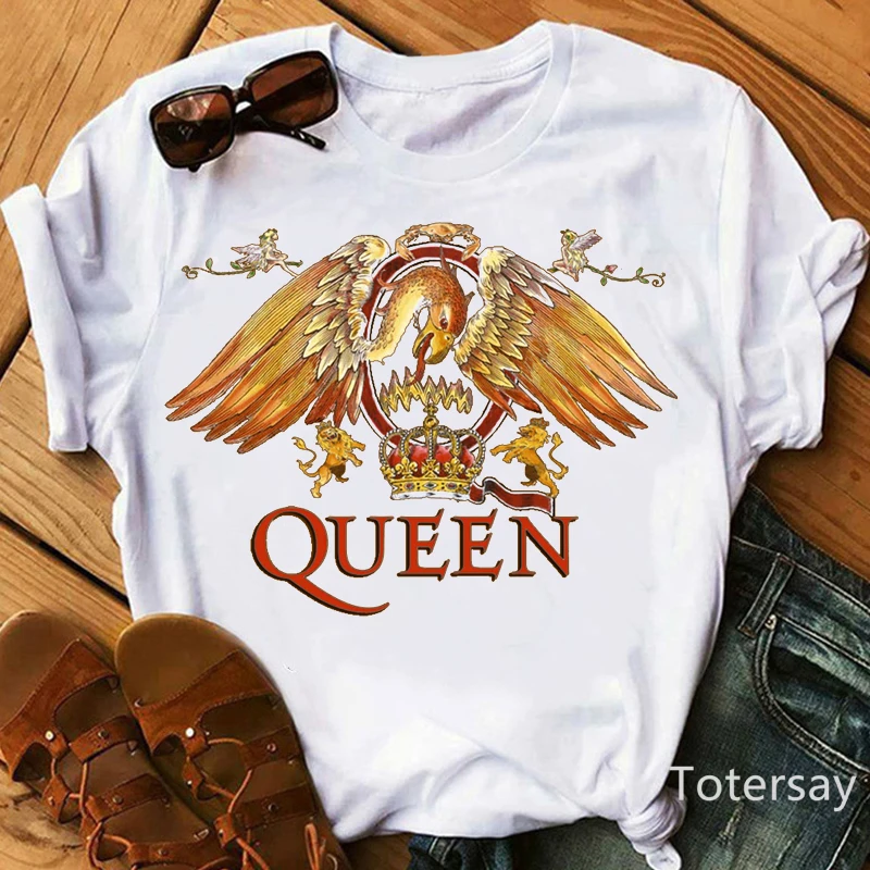 Freddie Mercury เสื้อยืดสุภาพสตรีเสื้อผ้า Queen Band T เสื้อฤดูร้อน Harajuku Top ผู้หญิง Tshirt Tumbler Tops Tees ผู้หญิง Streetwear