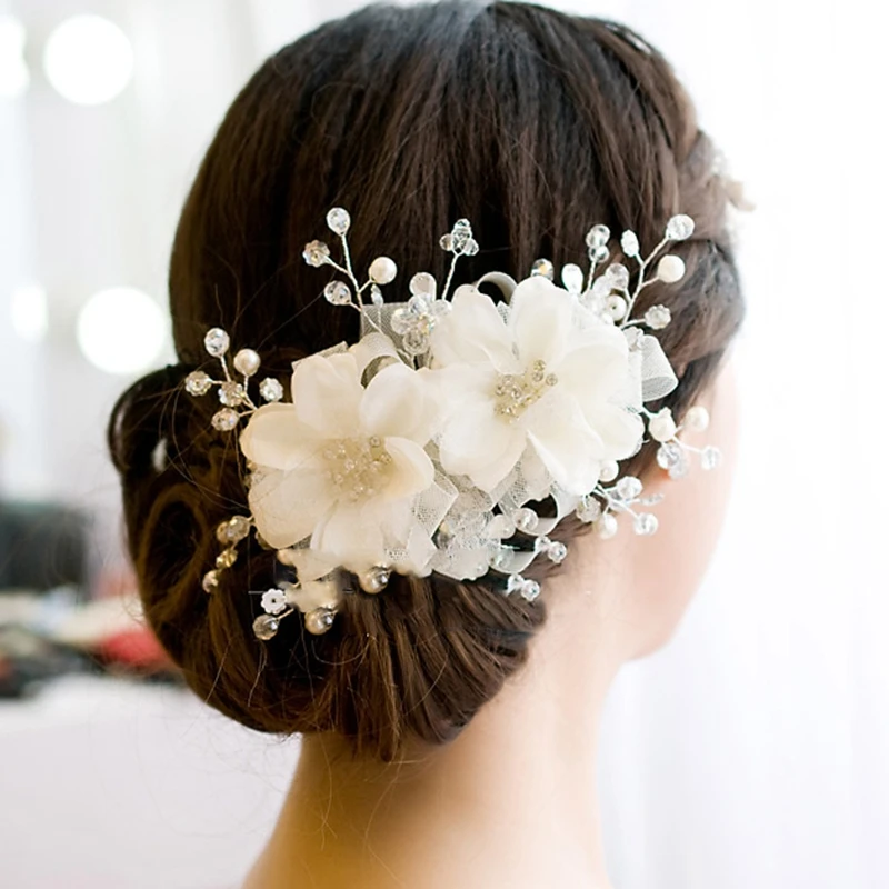 Tocado de novia con perlas de cristal, accesorios para el cabello con peine, boda