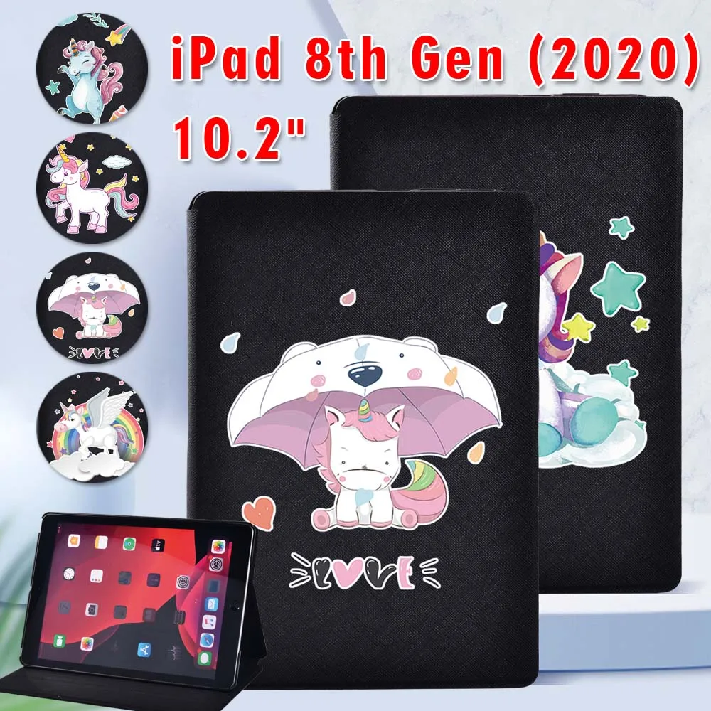 Case Cover for Apple IPad 8 2020 8th Generation 10.2 Inch Lightweight Tablet Anti-Dust Durable Protective Case + Stylus