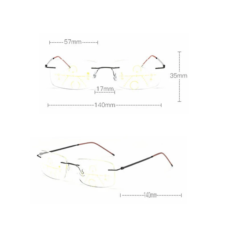 Бизнес бескаркасные прогрессивные Мультифокальные очки для чтения мужские смарт-очки для чтения с зумом женские анти-синие пресбиопические очки