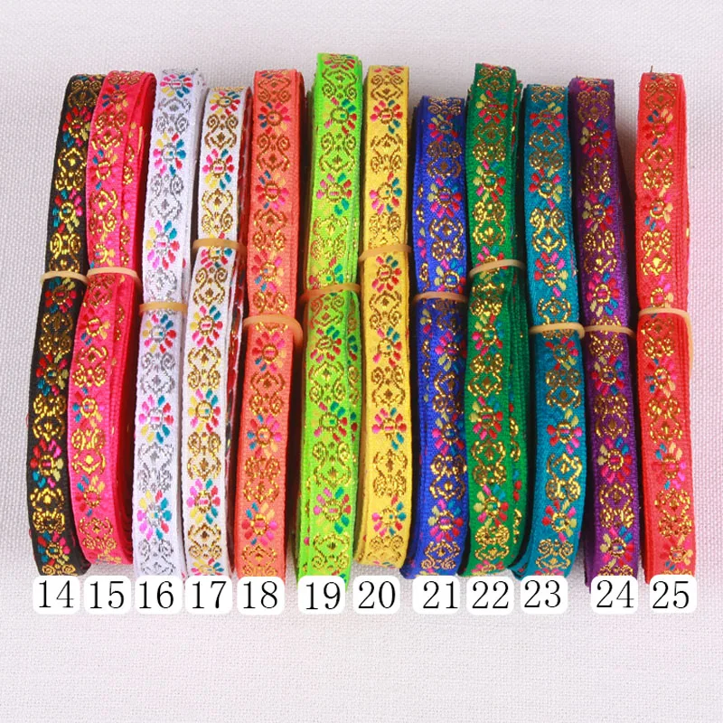 7M/Lot Width 1CM Flower Vintage Handmade Embroidered Jacquard Ribbons Clothing Lace Fabric