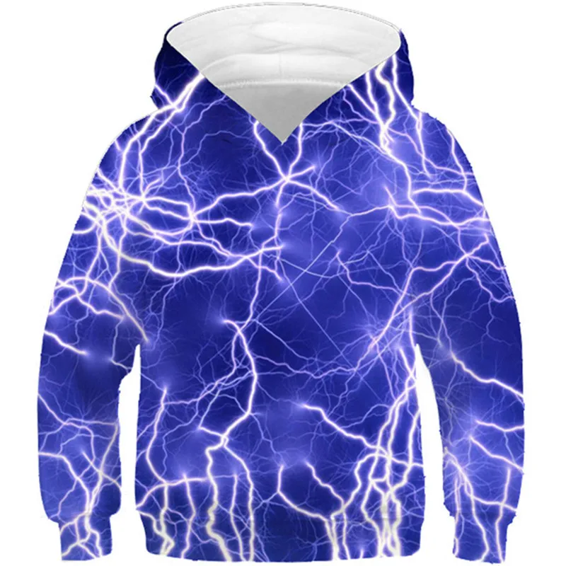 2020 Children Harajuku Style Blue Color Sweatshirt Kids Lightning Flash Galaxy Space Design Hoodies Boy/Girl Hooded Clothes Tops