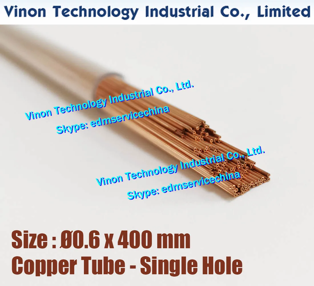 (100PCS/LOT) 0.6x400MM EDM Copper Tube Single Hole, Copper EDM Tubing Electrode Tube Single Channel, Diameter 0.6mm, 400mm Long