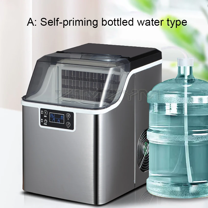 Máquina de fabricación de hielo comercial pequeña para el hogar, máquina automática para hacer cubitos de hielo, con entrada automática de agua embotellada de 220V y 150W, 30KG /24H