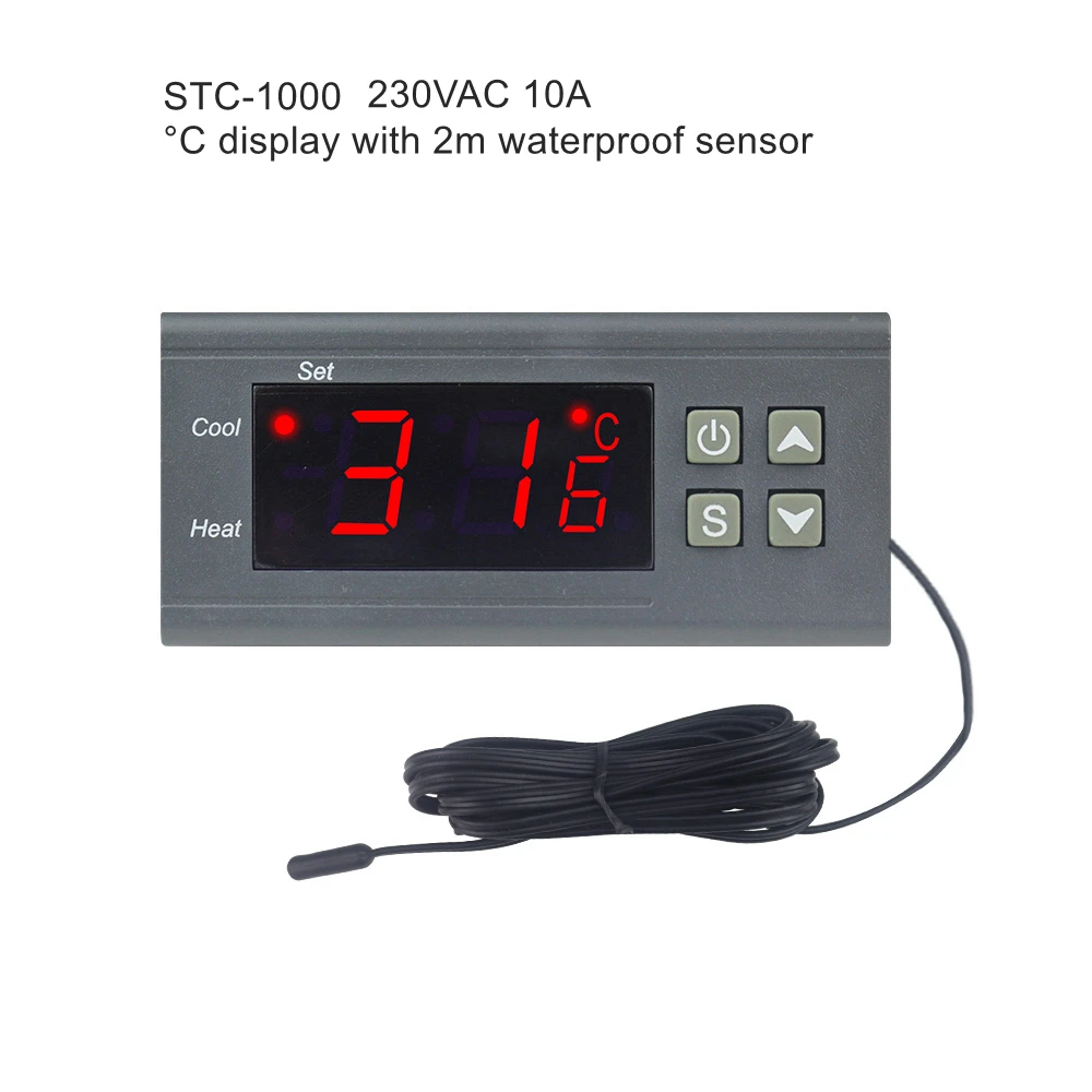 Digital Incubator Thermostat Temperature Controller Two Relay Output Thermoregulator 10A Heating Cooling STC-3008 STC-1000