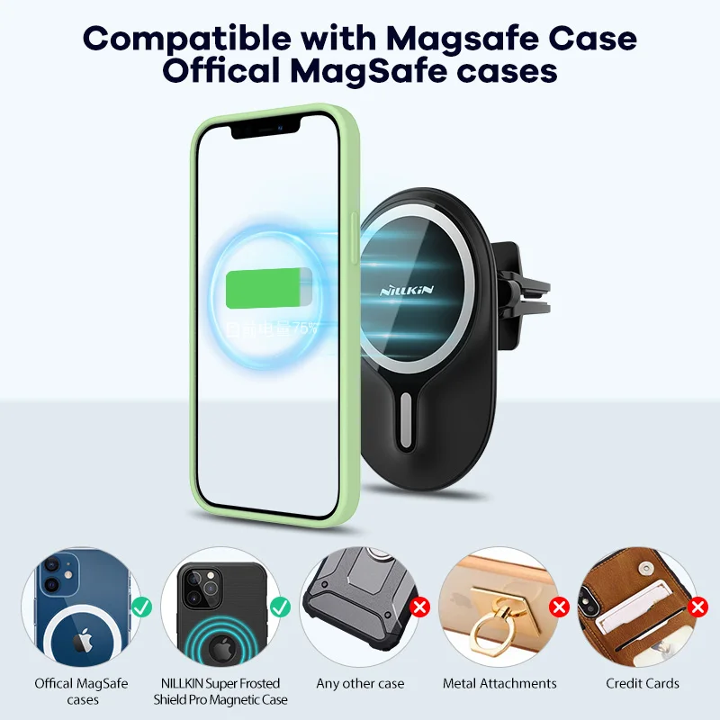 NILLKIN Magnetic holder for iPhone 12 Pro Max car phone holder For iPhone 13 Pro Max Magnetic Fast Wireless Charger Mount Stand