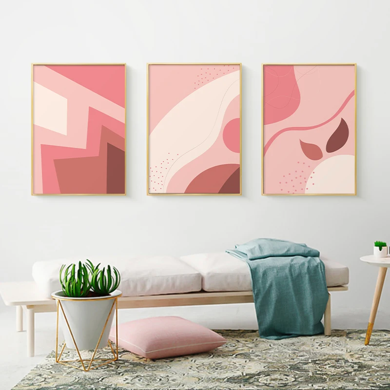 

Abstract Print Pink Flower Picture Wall Poster Modern Style Canvas Print Painting Art Aisle Living Room Girl Room Unique Decor