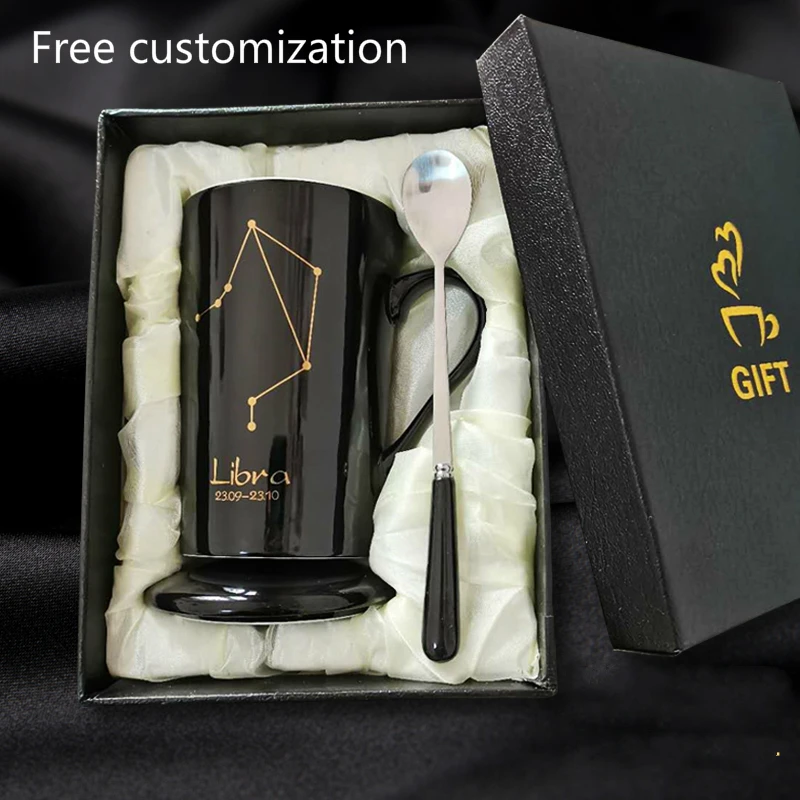 Customizable 12 Constellations Mug High-end Gift Box Coffee Mug New Bone China Ceramic Cup 450ml Friends Birthday Gift Coffe Cup