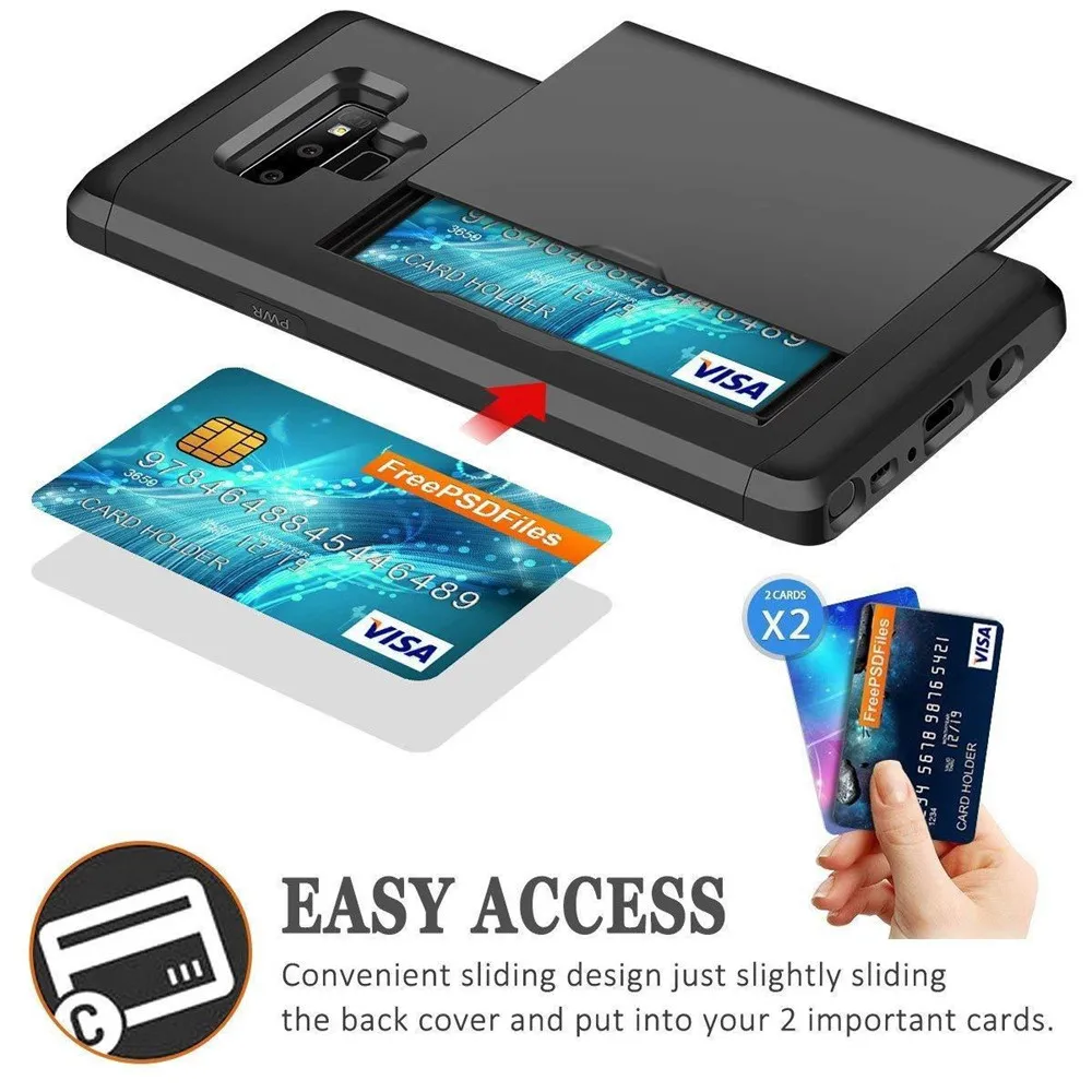 Wallet Case Credit Card Holder ID Slot Case for Samsung Galaxy Note9 Note 9 Phone Back Cover Coque Funda Bumper GalaxyNote9