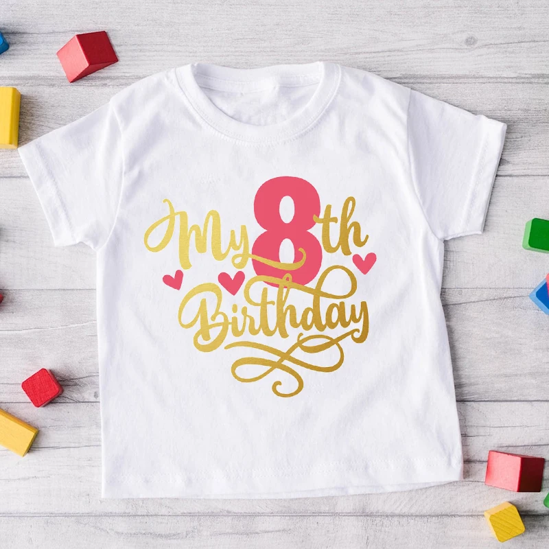 2-12 Years Old Birthday Digital Print Boys T Shirts Fun For Kids Birthday Clothing Tshirt Fashion Girls T Shirt Cute Kids Tshirt