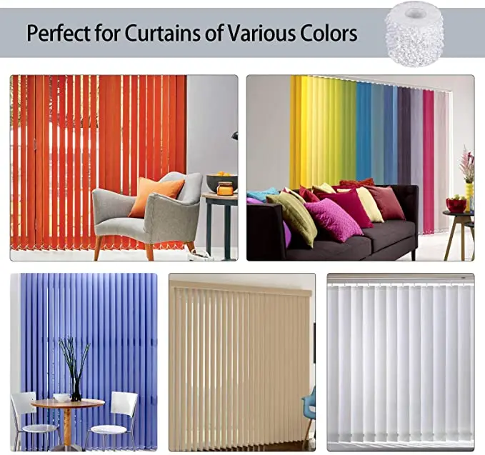 50 Meters Vertical Blind Chain, Window Blind Chain Beaded Blinds Blind Bottom Chain for 89mm Slats, 20 Ball Chain Connectors