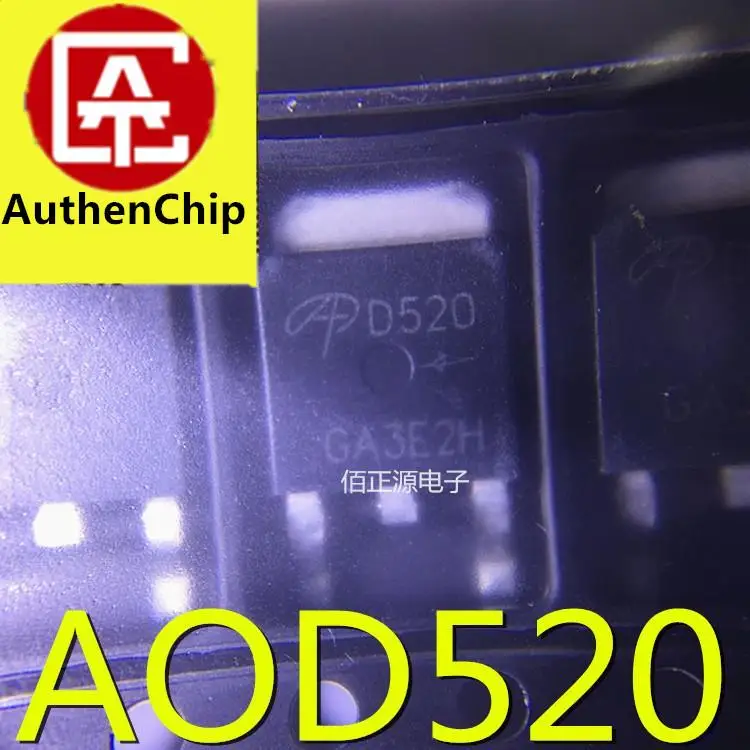 100% original AOD520 D520 SMD TO-252 MOS FET AOS America, 10 Uds.