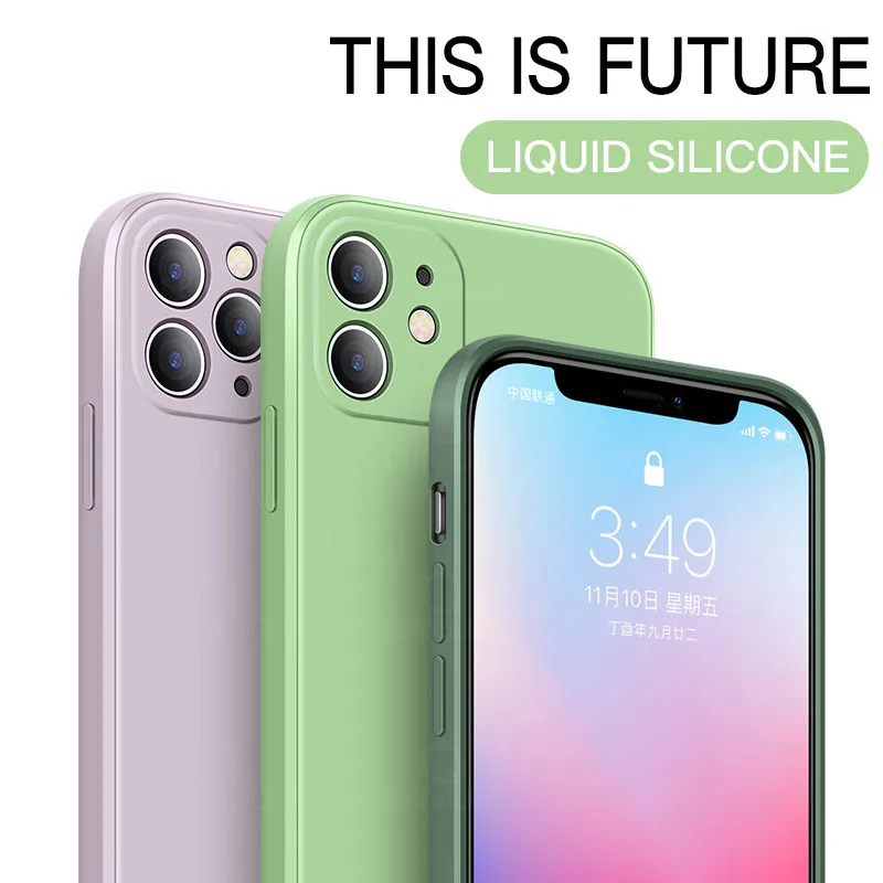 Luxury Original Liquid Silicone Phone Case For iPhone 15 14 13 12 11 Pro Max X XR XS Max 7 8 Plus Thin Soft Shockproof Cover