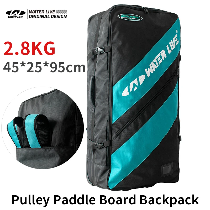 WATER LIVE Surf Pulley Paddle Board Backpack 1680D High Density Fabric Large Capacity Double Shoulder Bag Portable Storage Bag