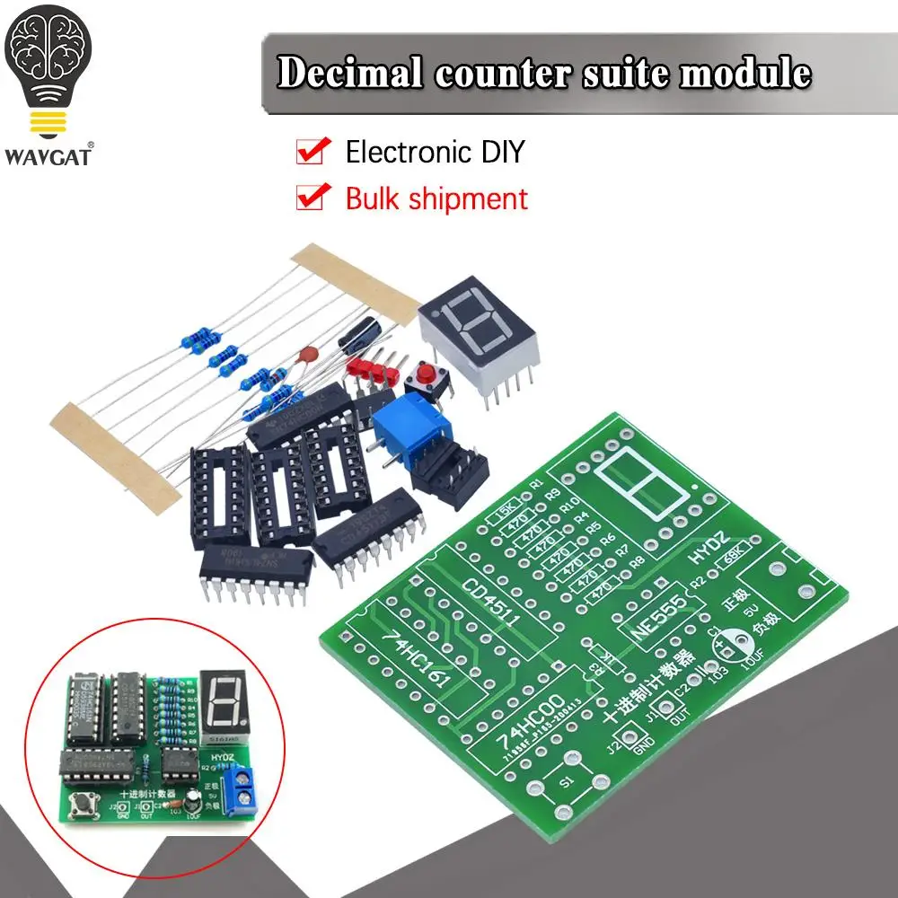 DY Kit Two Digit Decimal Counter CD4518 Kit Two 2 Bit Bigit Training Counter Parts 5V Electronic Project Teaching Suit