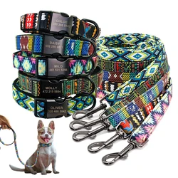 Custom Dog Collar Personalzied Nylon Pet Dog ID Tag Collars Engraved Printed Puppy Collar Leash For Small Medium Large Dogs