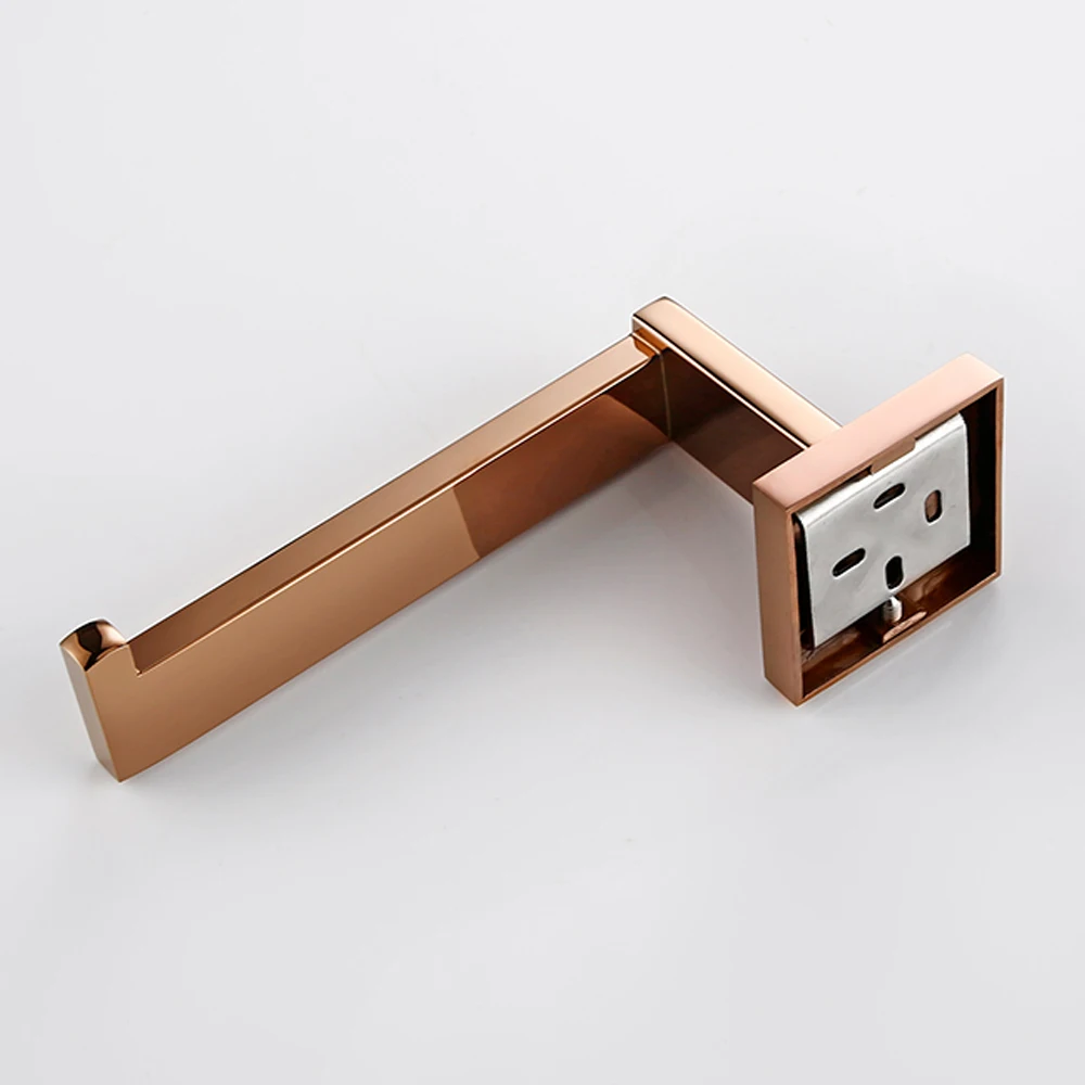 Rose Gold Wall-mounted Stainless Steel Hook Toilet Paper Holder Towel Bar Kitchen Facilities Hardware Bathroom Accessories