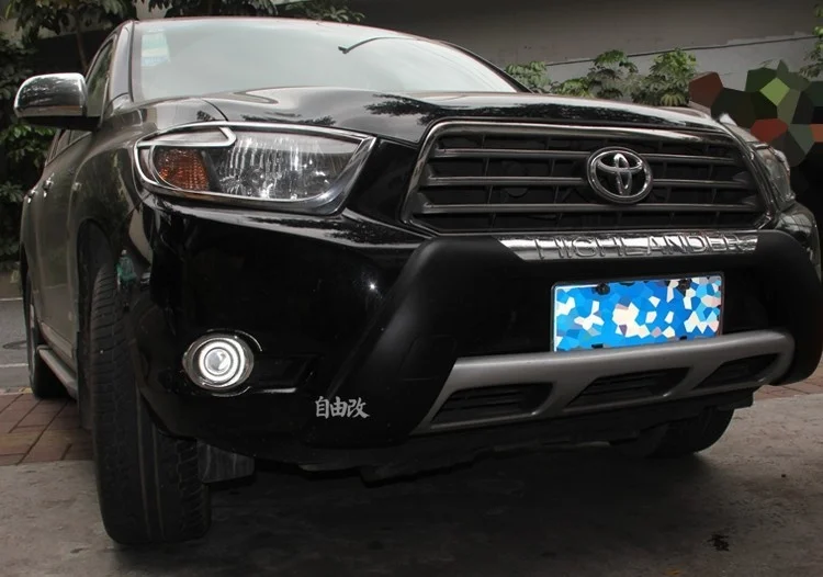 Eosuns Innovative Cob Angel Eye Led Daytime Running Light Drl + Halo Fog Lamp + Projector Lens for Toyota Highlander